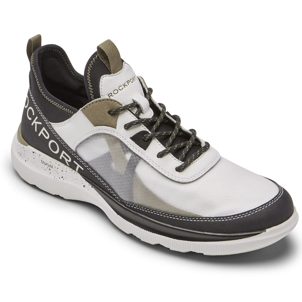 Rockport Mens truFLEX Hybrid Mudguard Tie - Sneakers White/Black - EOR243705